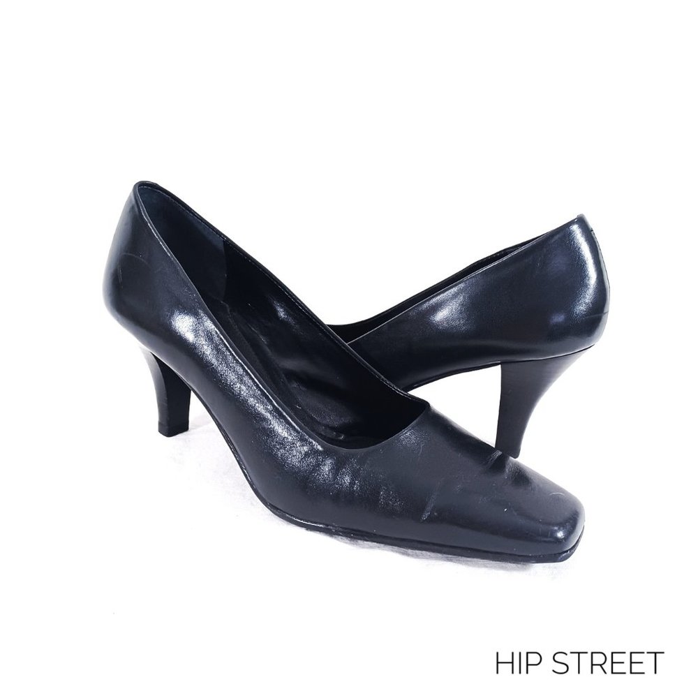 BASS ALLISON Square Toe Leather Pumps Shoes 8.5 B
